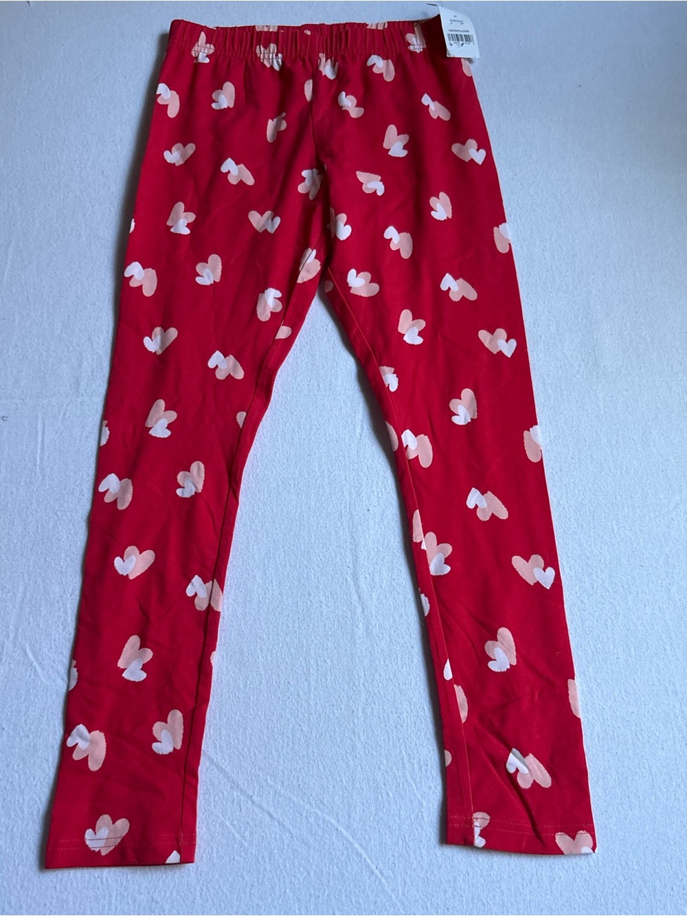 Carter's Red Leggings with Light Pink Heart Print